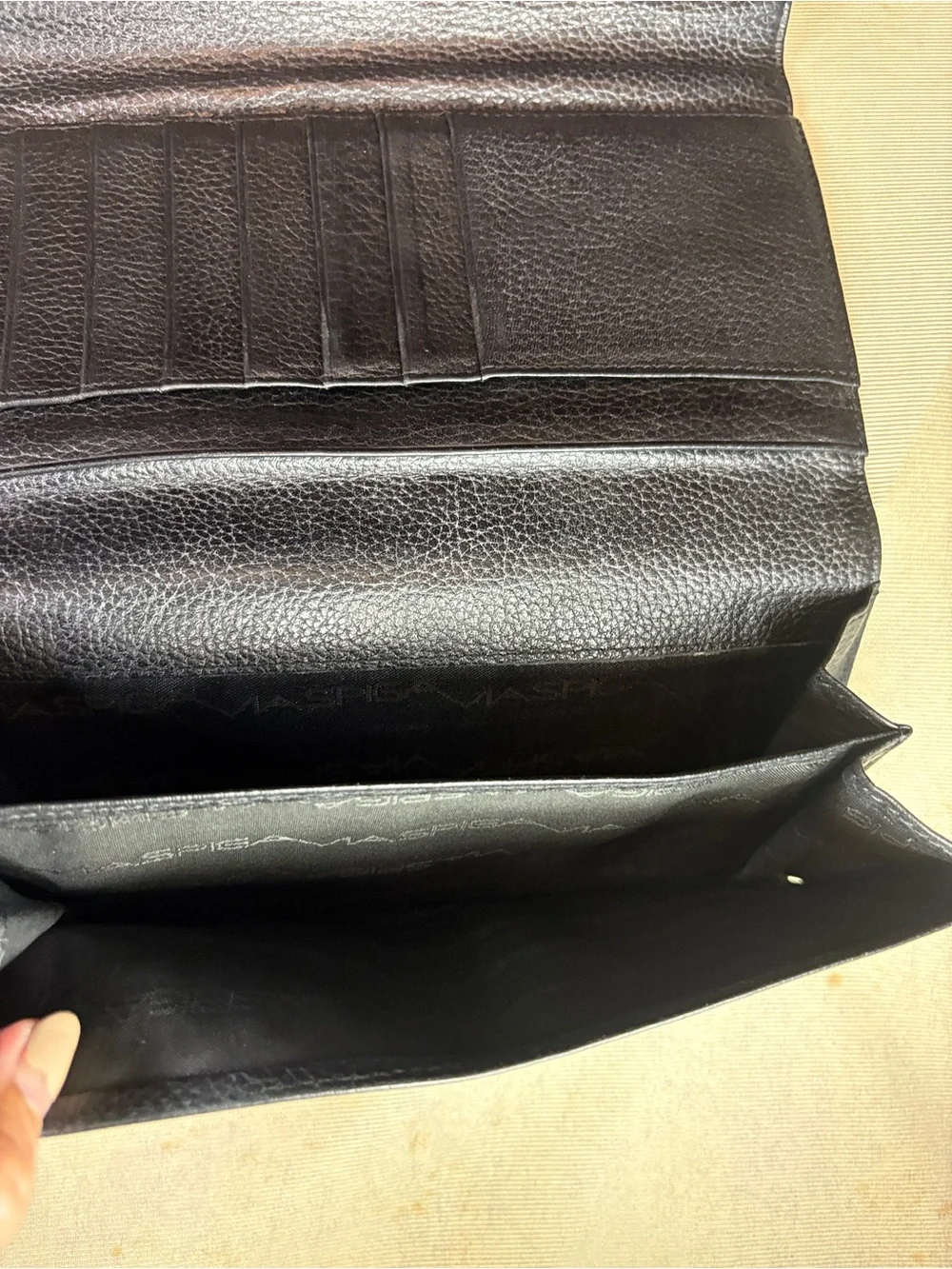 Via Spiga Black Leather Studded Clutch Wallet